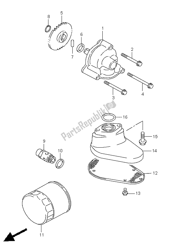 All parts for the Oil Pump of the Suzuki VL 1500 Intruder LC 2005