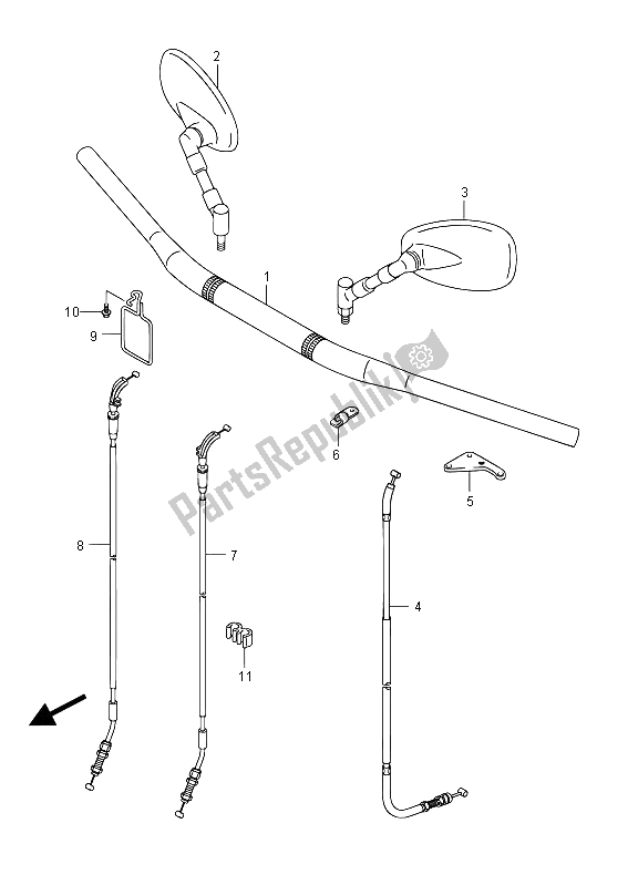 Tutte le parti per il Manubrio (vzr1800 E02) del Suzuki VZR 1800 NZR M Intruder 2012