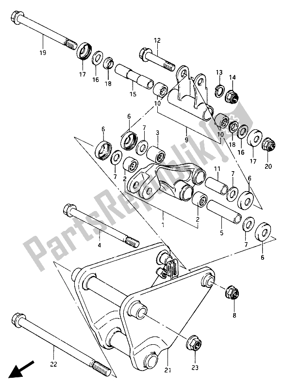 All parts for the Cushion Lever of the Suzuki GSX 750 Esefe 1985