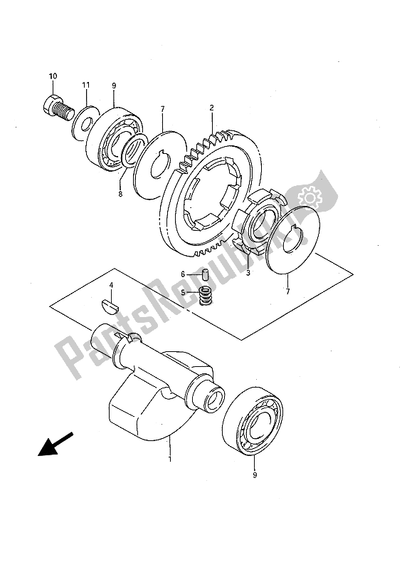 All parts for the Crank Balancer of the Suzuki LS 650 FP Savage 1986