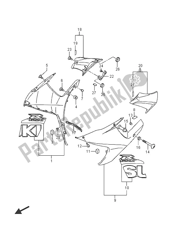 Toutes les pièces pour le Capotage Latéral (ysf) du Suzuki GSX R 600 2016