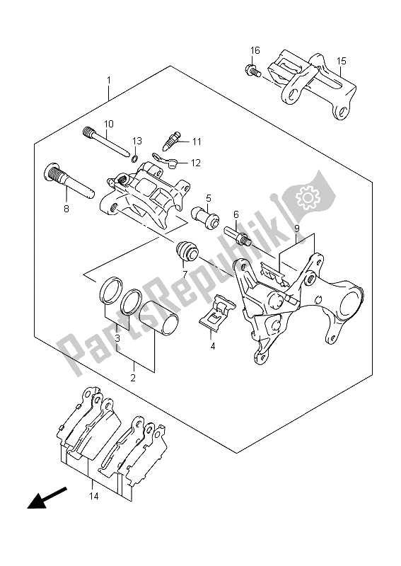 All parts for the Rear Caliper of the Suzuki RM Z 250 2015