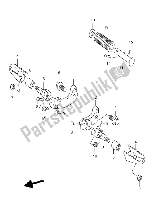 All parts for the Footrest of the Suzuki DR 125 SE 1998