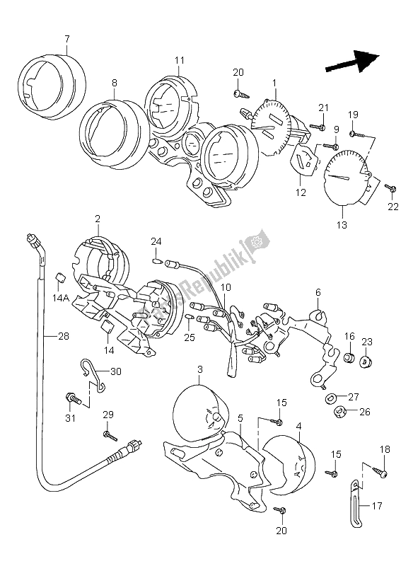 Tutte le parti per il Tachimetro del Suzuki GSX 750 1998