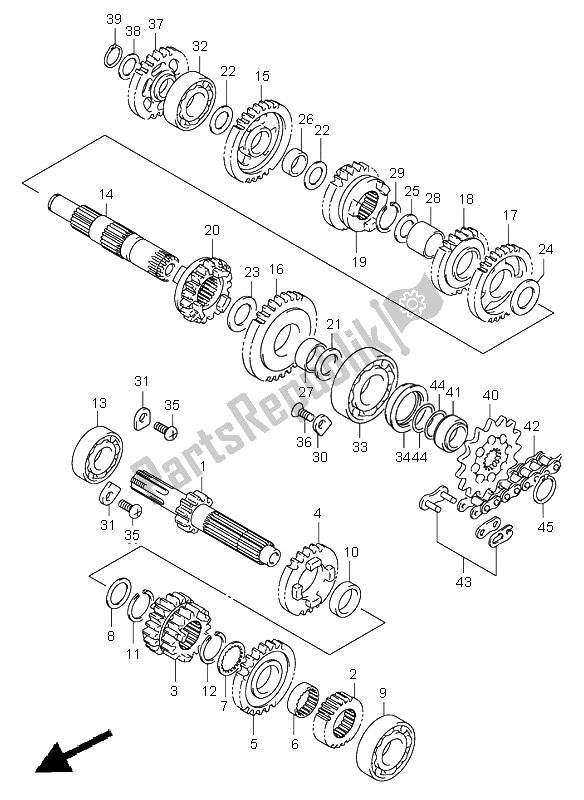 All parts for the Transmission of the Suzuki RM 125 2006