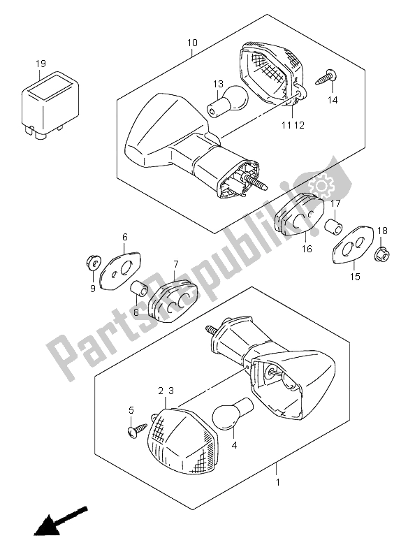 All parts for the Turn Signal Lamp of the Suzuki GSX R 750 2000