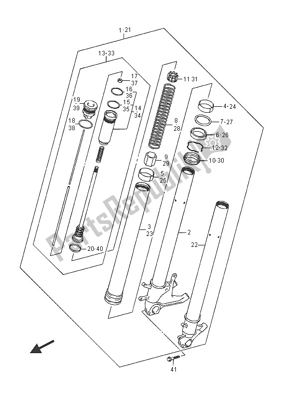 Toutes les pièces pour le Amortisseur De Fourche Avant (gsx-r1000a) du Suzuki GSX R 1000A 2016