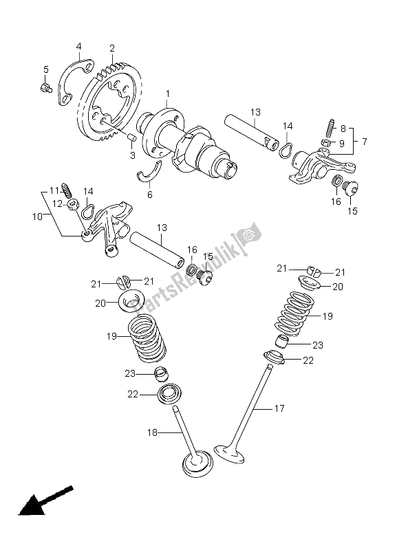 All parts for the Camshaft & Valve of the Suzuki LT A 500 XPZ Kingquad AXI 4X4 2009