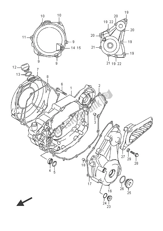 All parts for the Crankcase Cover of the Suzuki RMX 450Z 2016