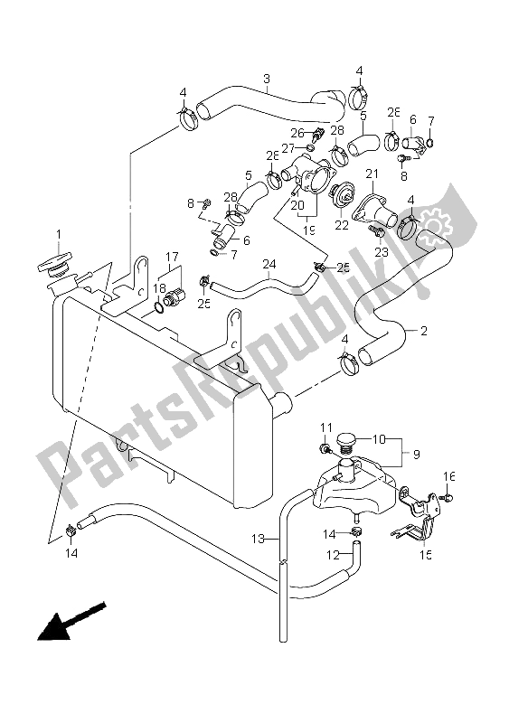 All parts for the Radiator Hose of the Suzuki DL 650A V Strom 2011