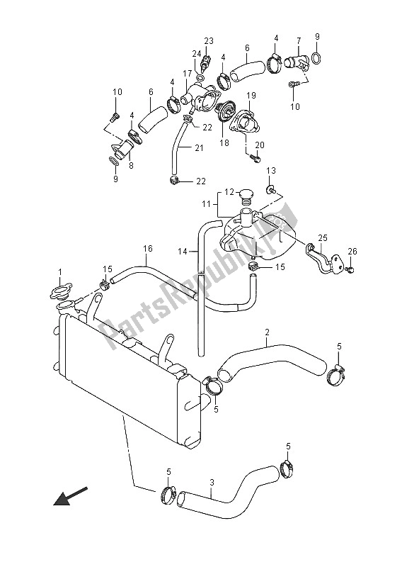 Alle onderdelen voor de Radiator Slang van de Suzuki DL 1000A V Strom 2016