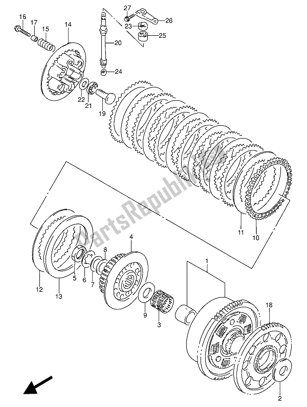 All parts for the Clutch of the Suzuki RF 600 RU 1993