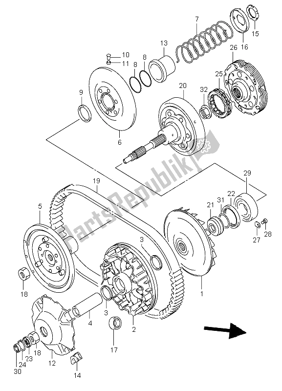 All parts for the Transmission (1) of the Suzuki LT A 400 Eiger 4X2 2002