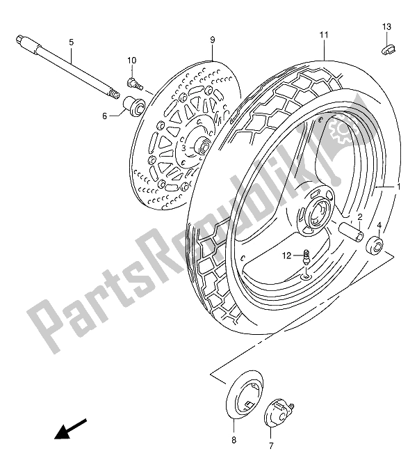 Tutte le parti per il Ruota Anteriore (nf13a-108265-nf13b-130437) del Suzuki RG 125 FU 1994