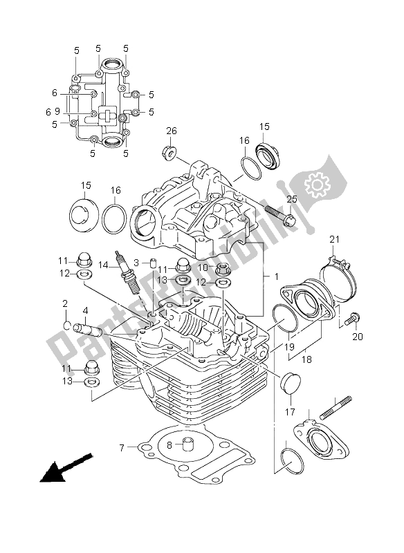 All parts for the Cylinder Head of the Suzuki RV 125 Vanvan 2004