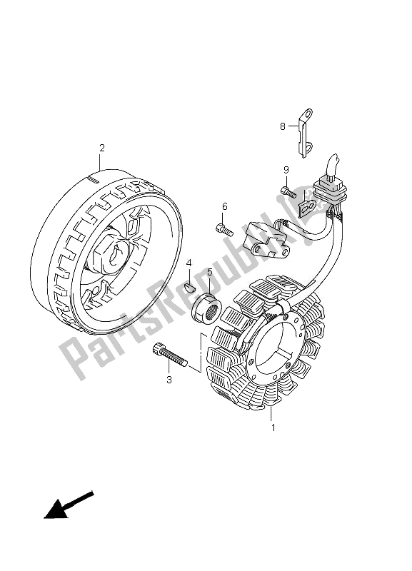 All parts for the Magneto of the Suzuki LT A 450 XZ Kingquad 4X4 2010