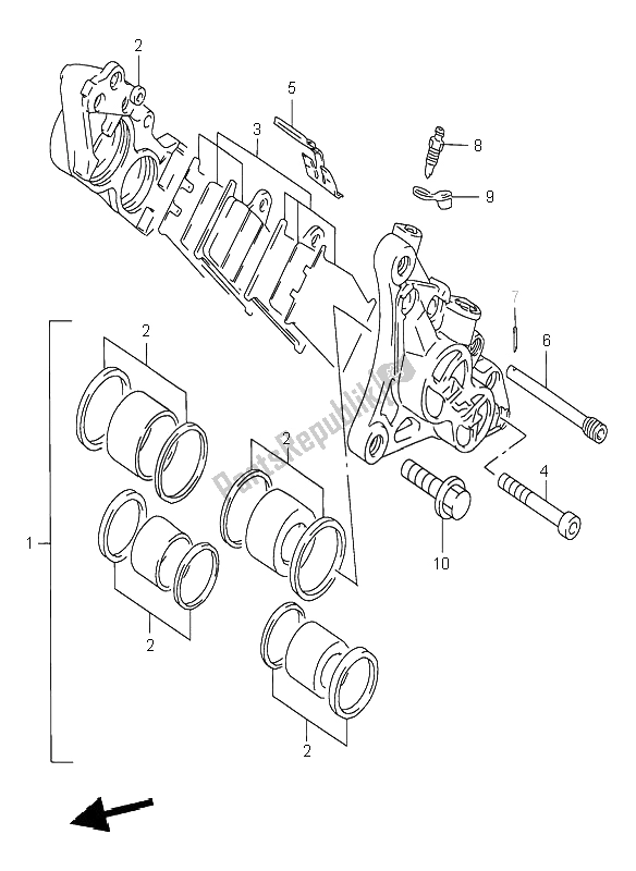 All parts for the Front Calipers of the Suzuki RF 900R 1995