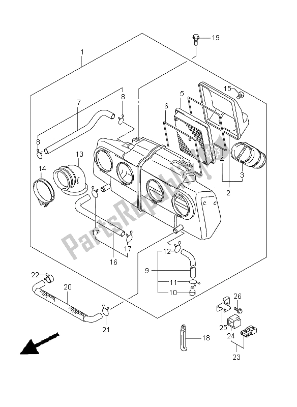 All parts for the Air Cleaner of the Suzuki GSX 650F 2008