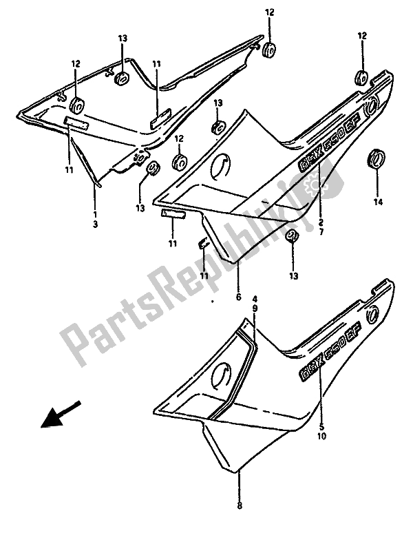 Tutte le parti per il Copertura Del Telaio (gsx550ef) del Suzuki GSX 550 Esfu 1986