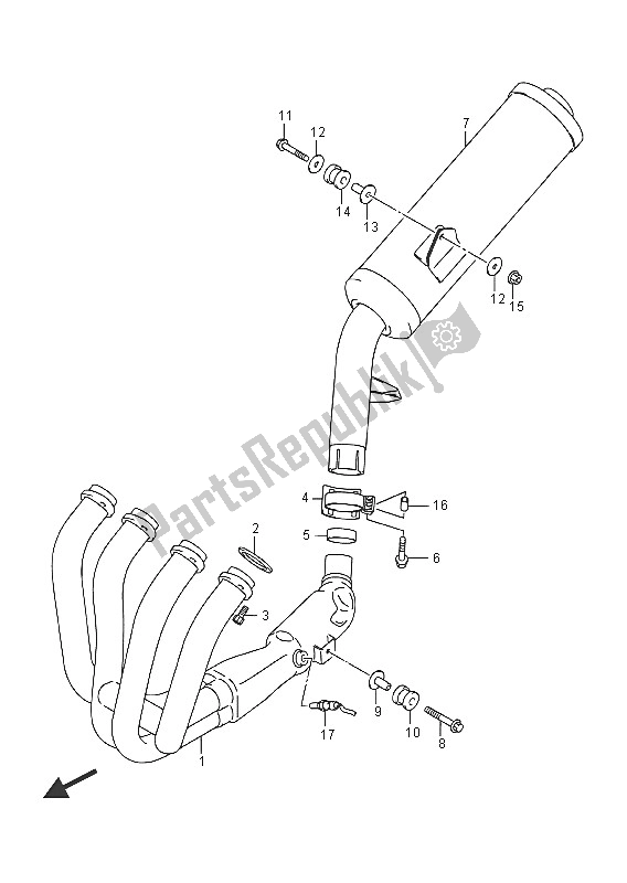 Tutte le parti per il Silenziatore del Suzuki GSX 1250 FA 2016