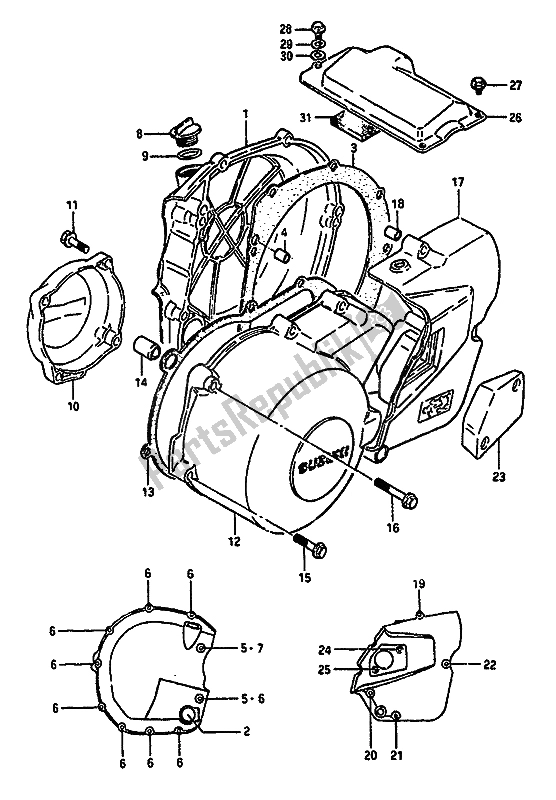 Tutte le parti per il Coperchio Del Carter del Suzuki GSX 550 1985