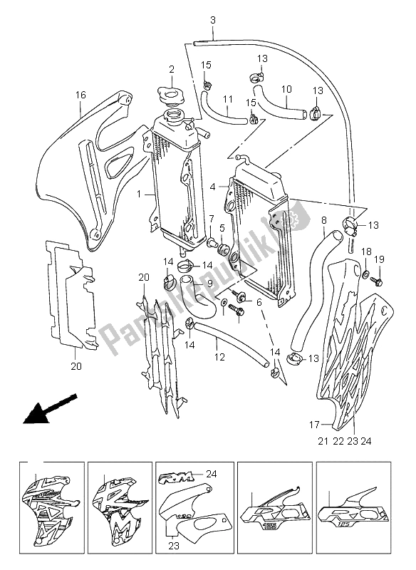 Todas las partes para Radiador de Suzuki RM 125 1998
