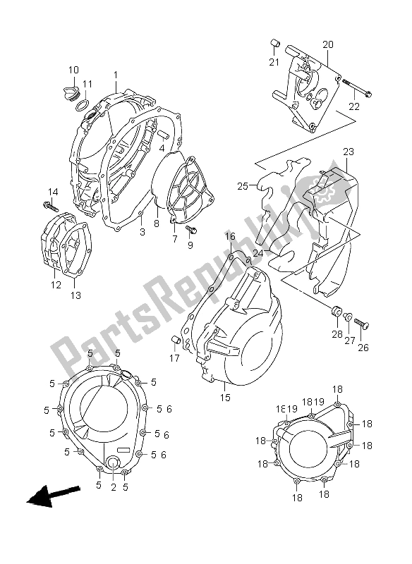 Tutte le parti per il Coperchio Del Carter del Suzuki GSF 1250 Nassa Bandit 2009