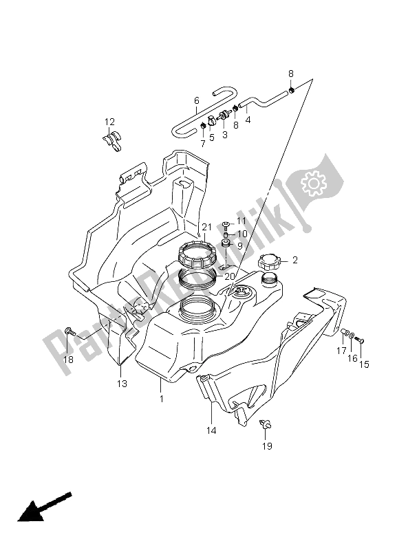 All parts for the Fuel Tank of the Suzuki LT A 500 XPZ Kingquad AXI 4X4 2009