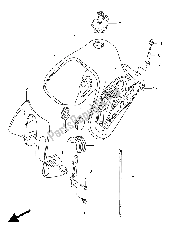 All parts for the Fuel Tank of the Suzuki DR 650 SE 2000