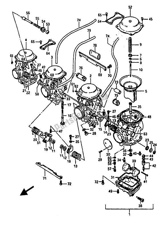 Tutte le parti per il Carburatore del Suzuki GSX R 1100 1987