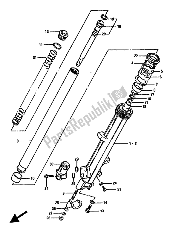 Tutte le parti per il Ammortizzatore Anteriore del Suzuki GSX 550 1985