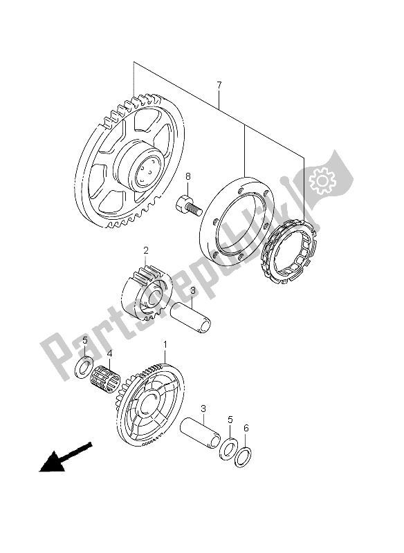 All parts for the Starter Clutch of the Suzuki GSX R 750 2011