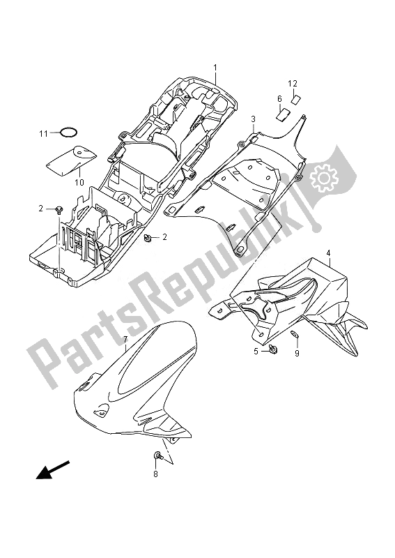 All parts for the Rear Fender (gsx-r750) of the Suzuki GSX R 750 2014