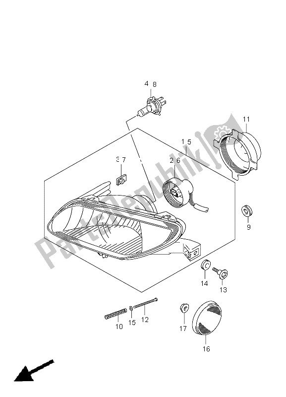 All parts for the Headlamp of the Suzuki LT A 500 XPZ Kingquad AXI 4X4 2009