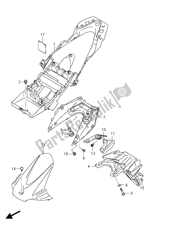 Tutte le parti per il Parafango Posteriore (gsx-r1000) del Suzuki GSX R 1000 2015