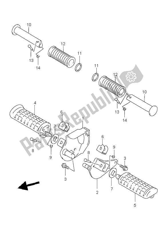 All parts for the Footrest of the Suzuki GZ 250 Marauder 1999