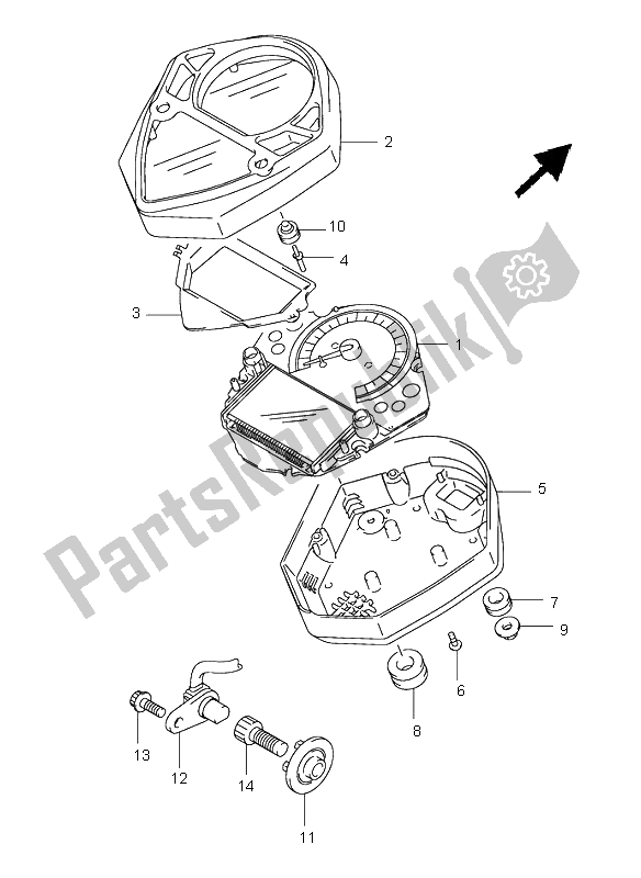 All parts for the Speedometer (sv1000s-s1-s2) of the Suzuki SV 1000 NS 2004