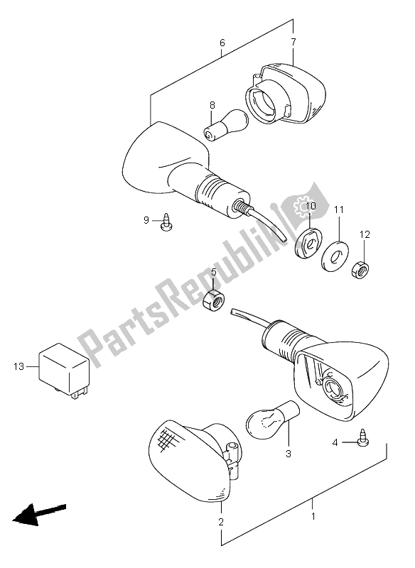 Alle onderdelen voor de Richtingaanwijzerlamp (sv650-u) van de Suzuki SV 650 NS 2000