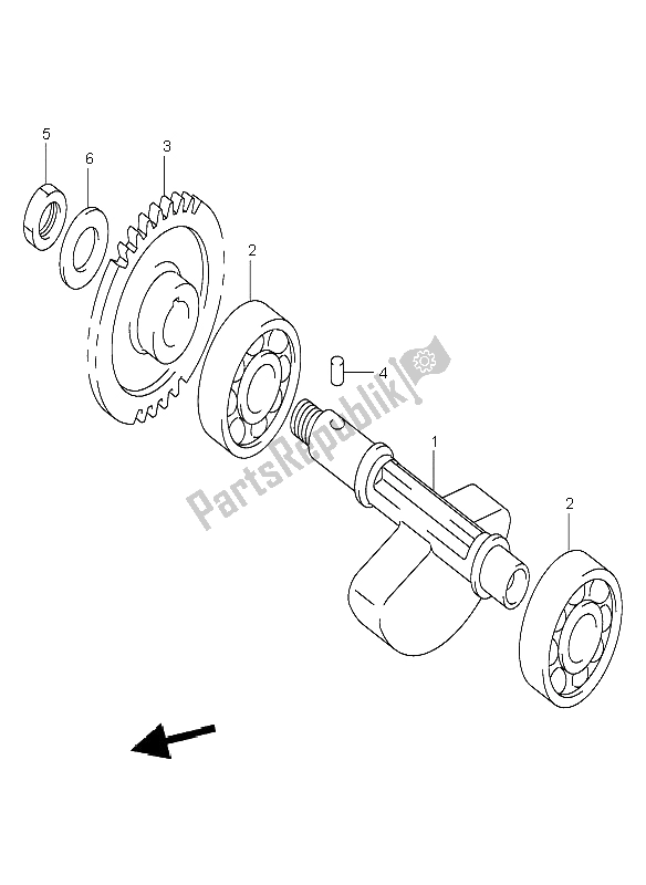 All parts for the Crank Balancer of the Suzuki DR Z 400E 2003