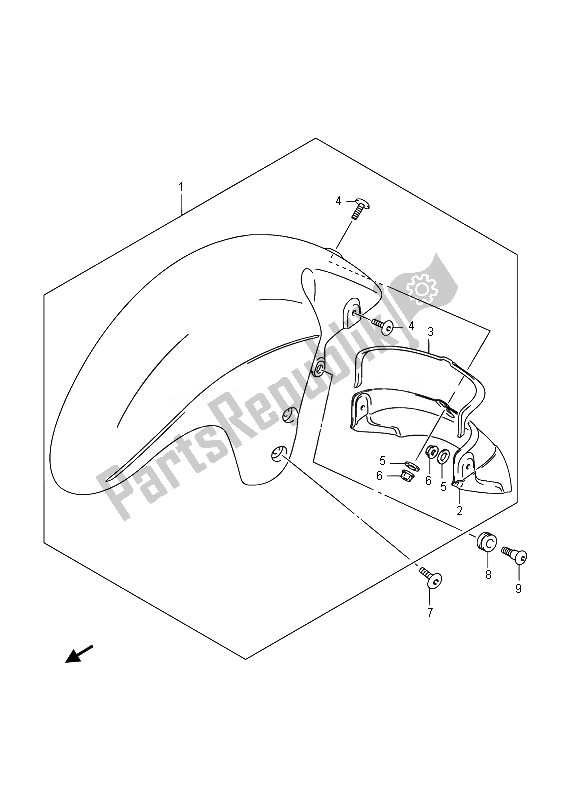 All parts for the Front Fender (gsx1300ra E19) of the Suzuki GSX 1300 RA Hayabusa 2014