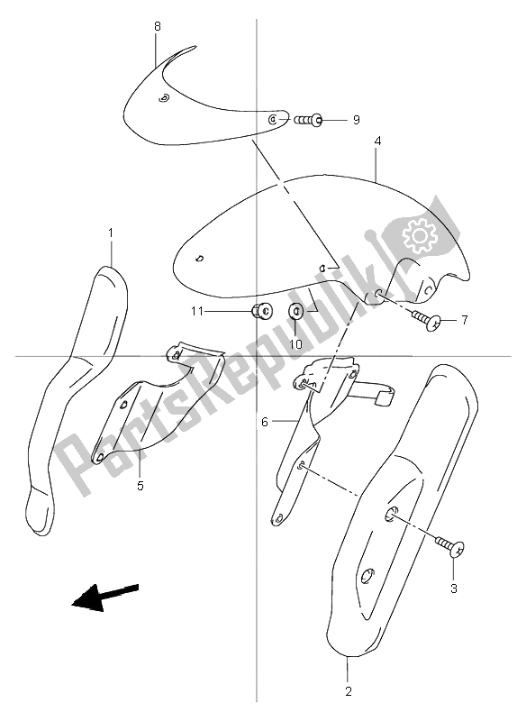 All parts for the Front Fender of the Suzuki TR 50S Street Magic 2000