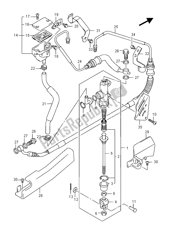 All parts for the Rear Master Cylinder of the Suzuki DL 650A V Strom 2015