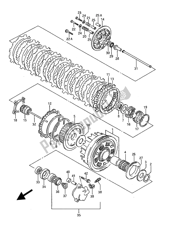 Toutes les pièces pour le Embrayage du Suzuki VS 1400 Glpf Intruder 1990