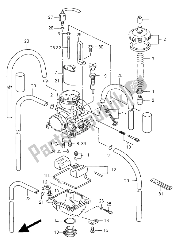 Alle onderdelen voor de Carburator van de Suzuki RM 125 2000