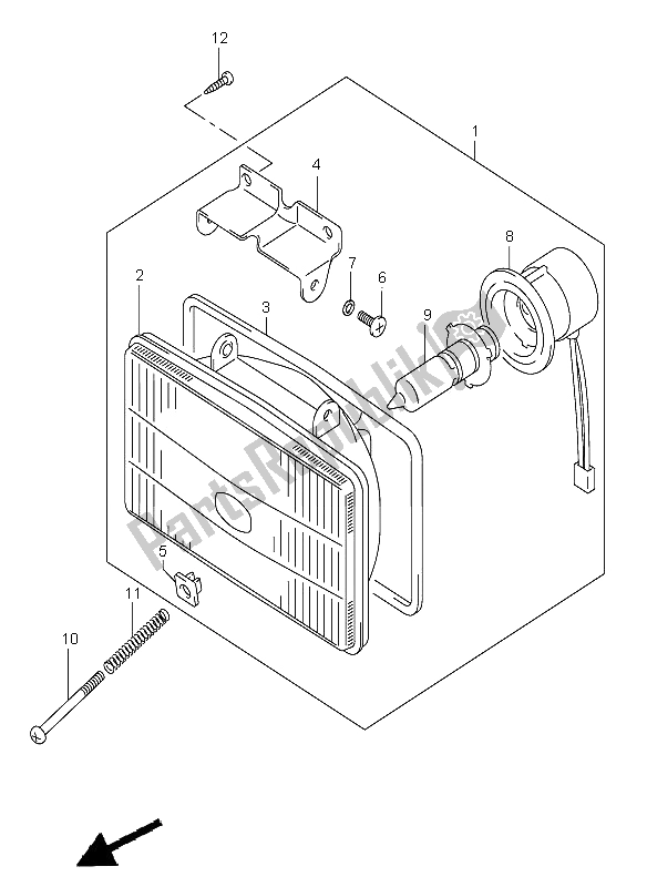 All parts for the Headlamp (e1-p37) of the Suzuki DR Z 400E 2006