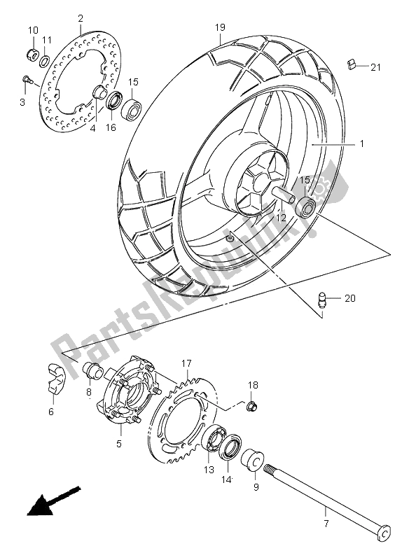 Toutes les pièces pour le Roue Arrière du Suzuki DL 1000 V Strom 2005