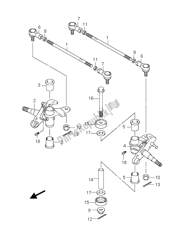 All parts for the Knuckle Arm of the Suzuki LT Z 90 4T Quadsport 2008