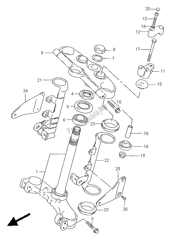 All parts for the Steering Stem (gsf1200-s) of the Suzuki GSF 1200 Nssa Bandit 1999