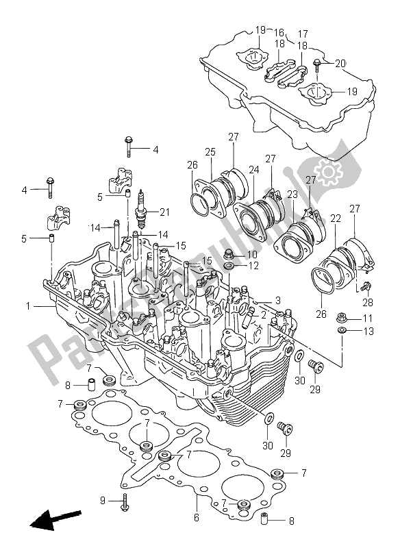 Alle onderdelen voor de Cilinderkop van de Suzuki GSX 750F 1996