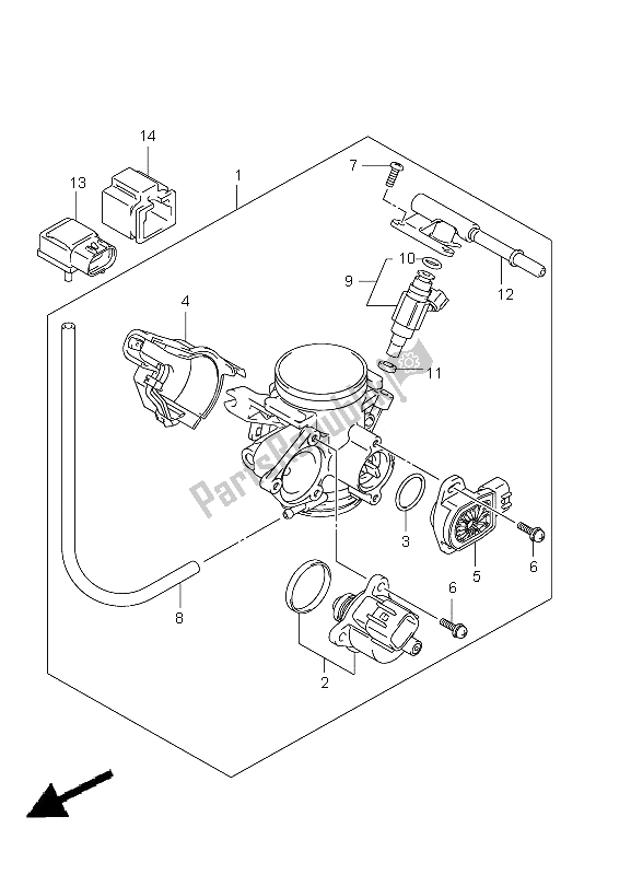 All parts for the Throttle Body of the Suzuki LT A 750 XPZ Kingquad AXI 4X4 2011